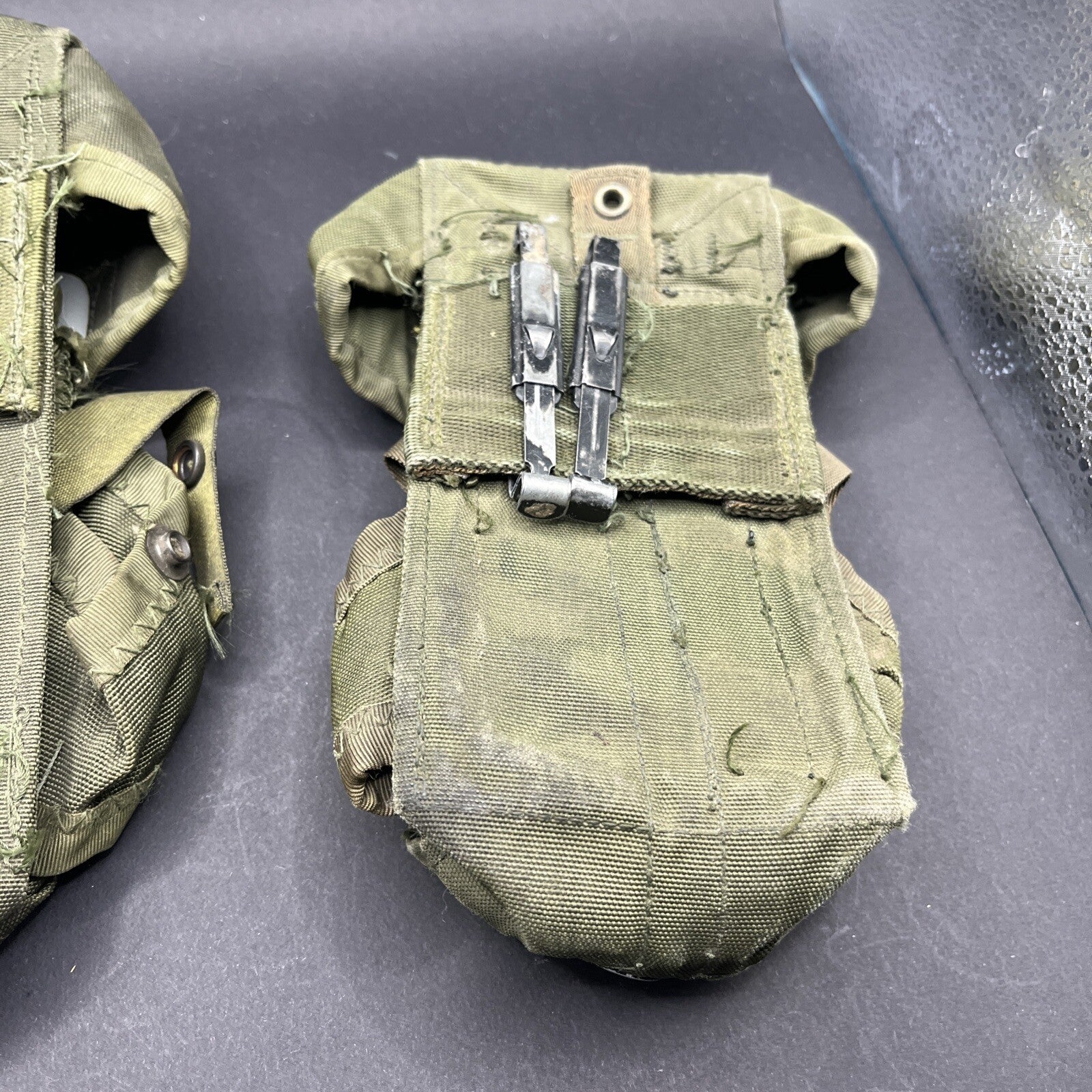 US Military Ammo Pouch Case Small Arms Canvas w/ Alice Clips Lot Of 2