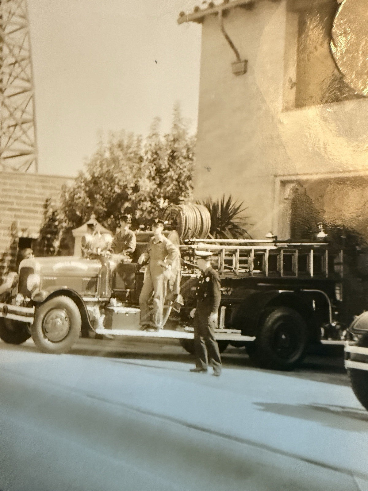 1934 RPPC Real Photo LA County Fire Department  CA California Postcard Truck +
