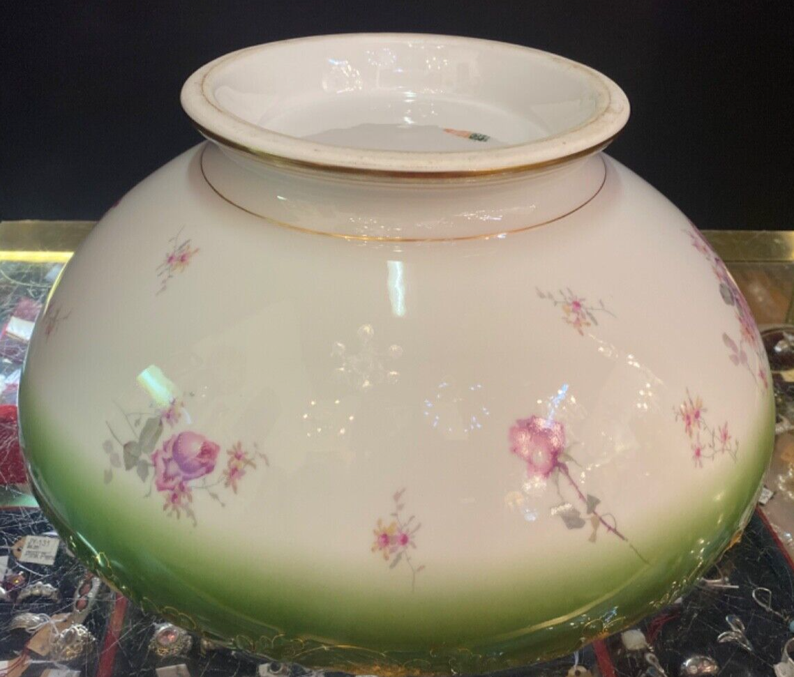 T & V Limoges  France 14" Punch Bowl Floral with green and gold