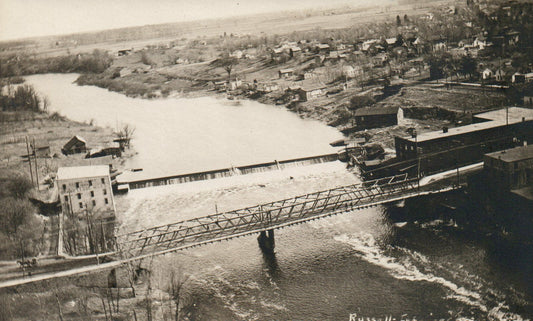 Real Photo Grand Ledge Mill River Aerial MI Michigan Postcard 