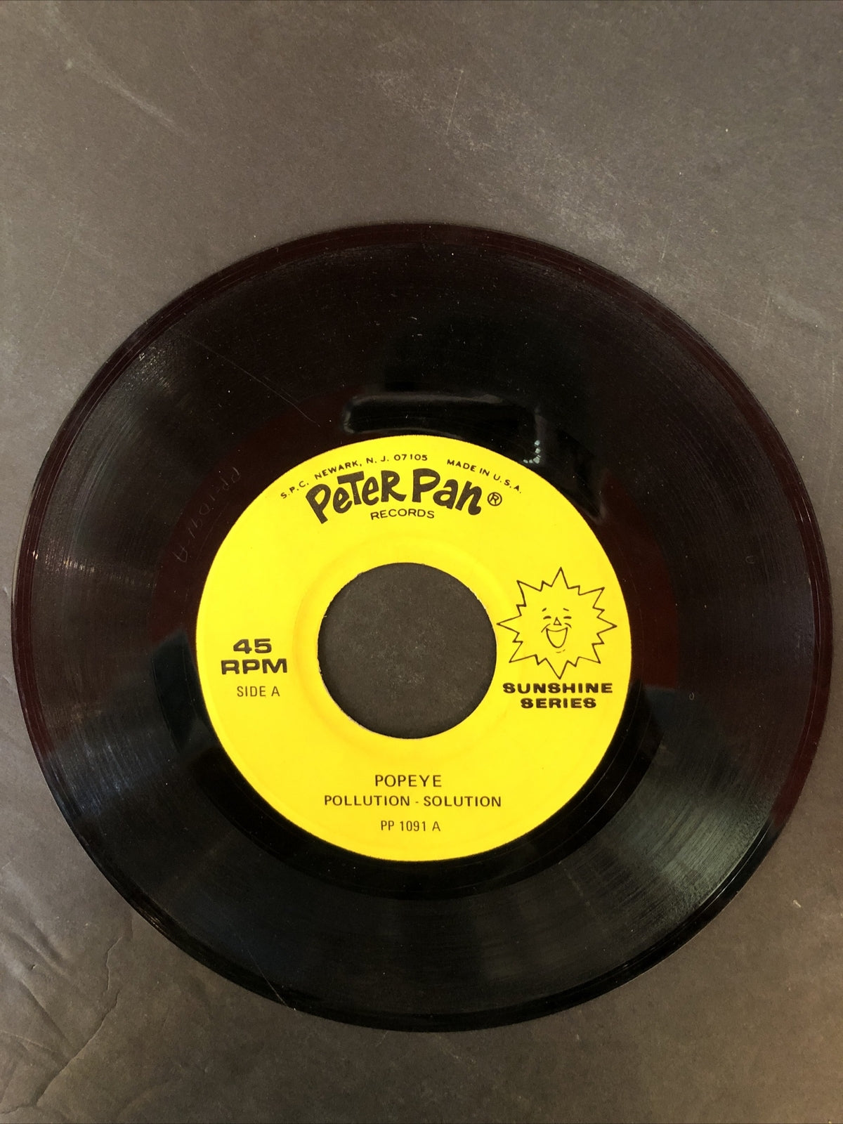 Popeye the Sailor Man 45 RPM Record PETER PAN Records PP 1091
