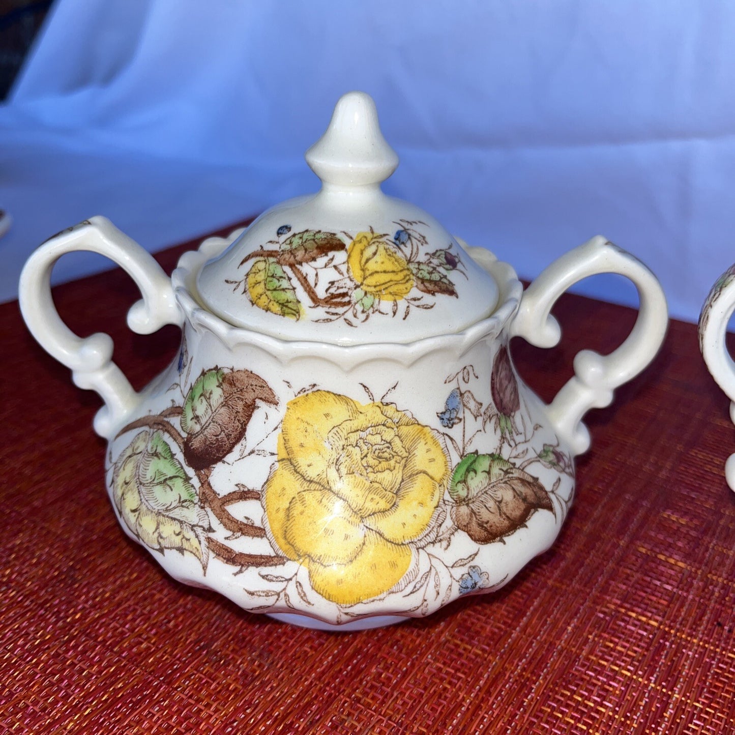 Vernonware Vernon Rose Yellow Cream & Sugar Set