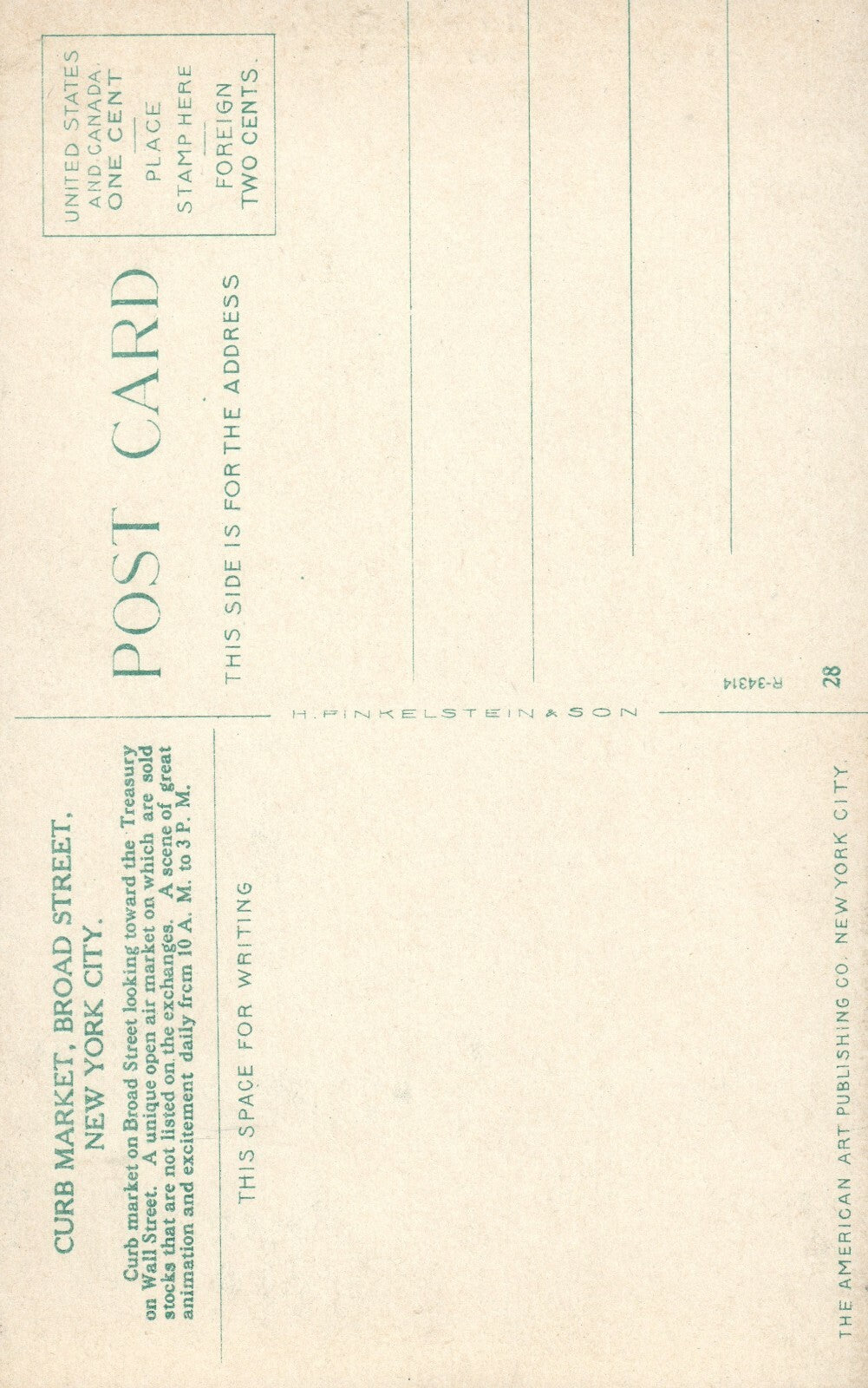 Curb Market Broad Street Street View  New York City NYC NY Postcard