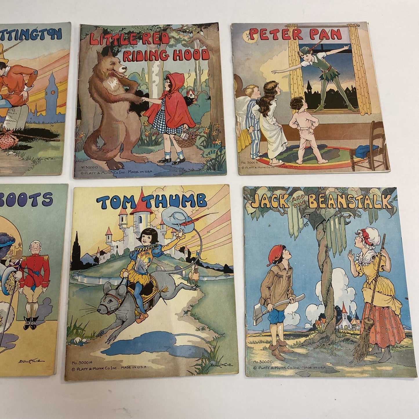 My Own Fairy Tale Library 8 LINENLIKE Books In A Box~Platt & Munk~No  3000~1939