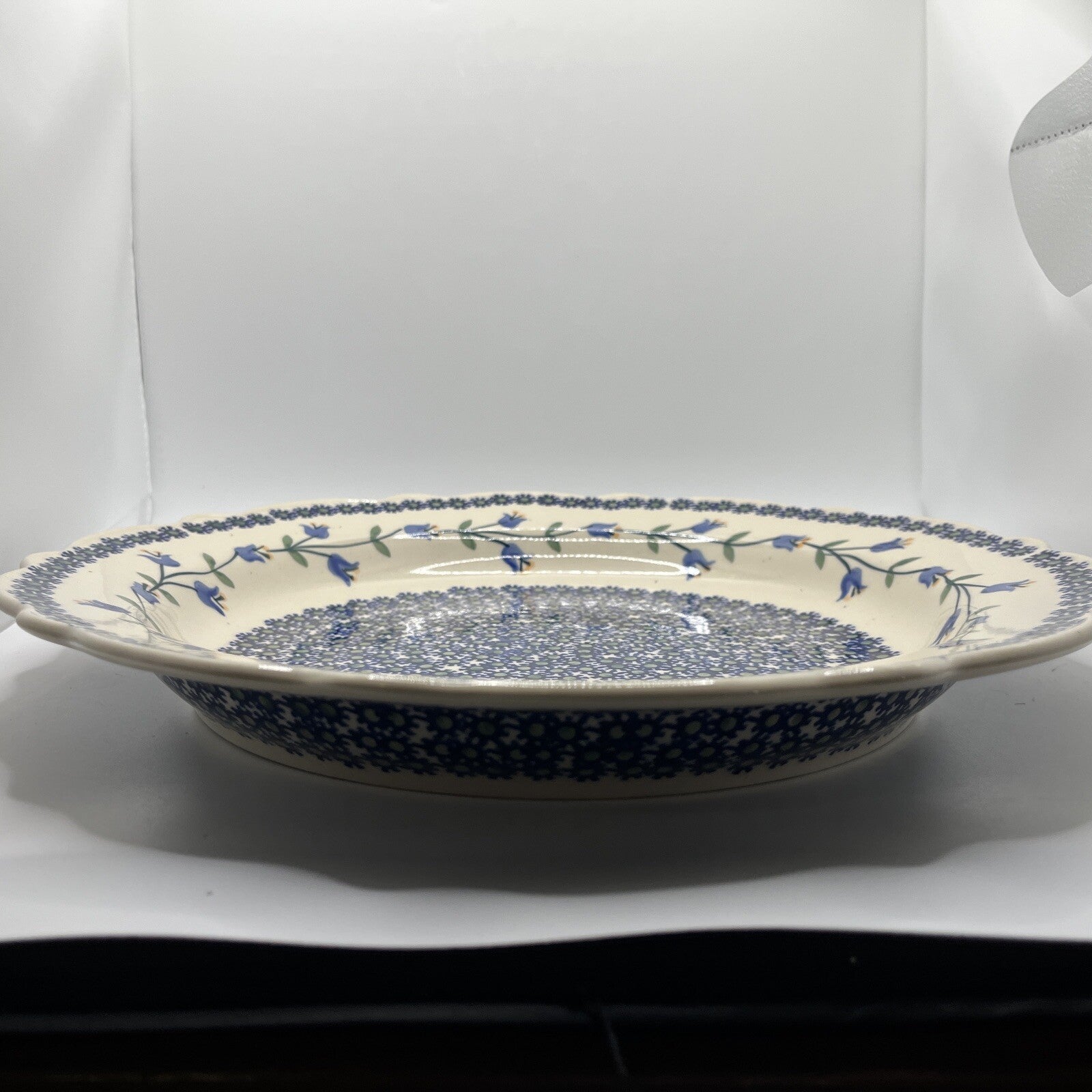 Boleslawiec Polish Pottery 13" Large Serving Dish Scalloped Round  Flowers
