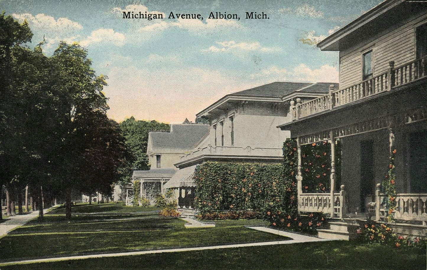 Michigan Avenue Albion MI Mich Michigan Postcard