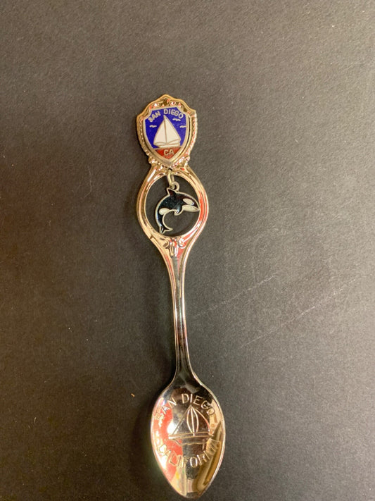 Vintage San Diego California Sailboat and Orca Whale Charm Souvenir Spoon