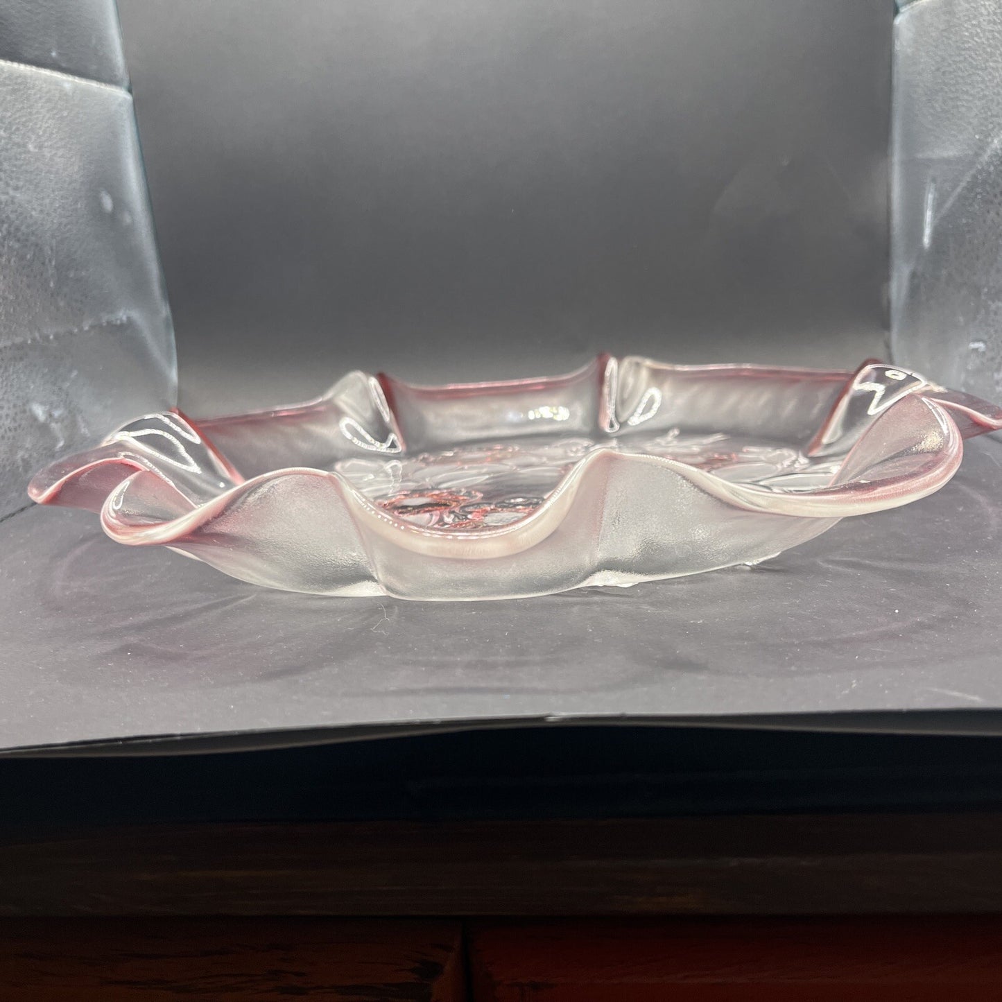 Vintage - Mikasa Crystal - Raised Roses Ruffled Serving Platter-13 in Diameter