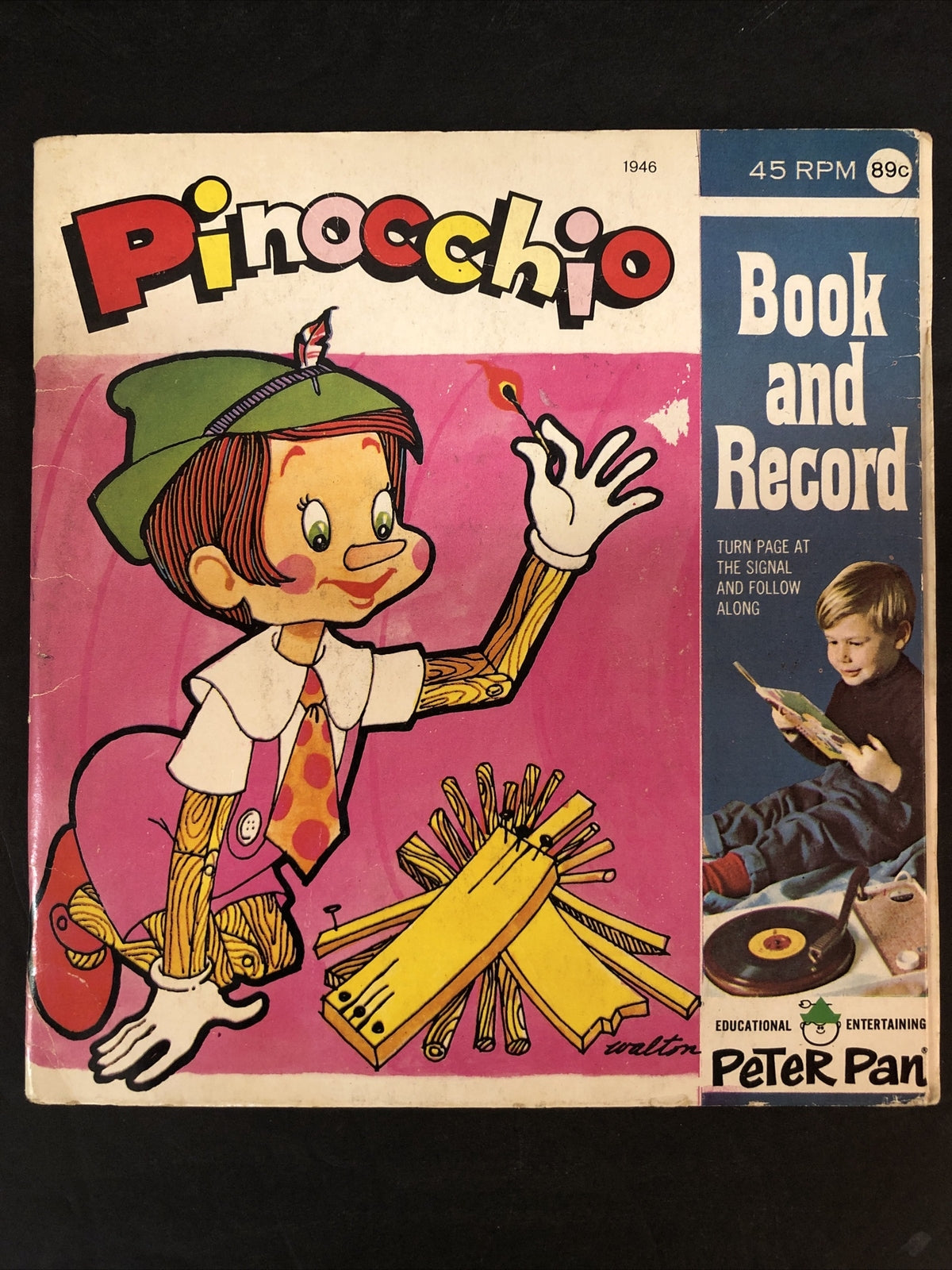 Pinocchio Book and Record PETER PAN Records #1946