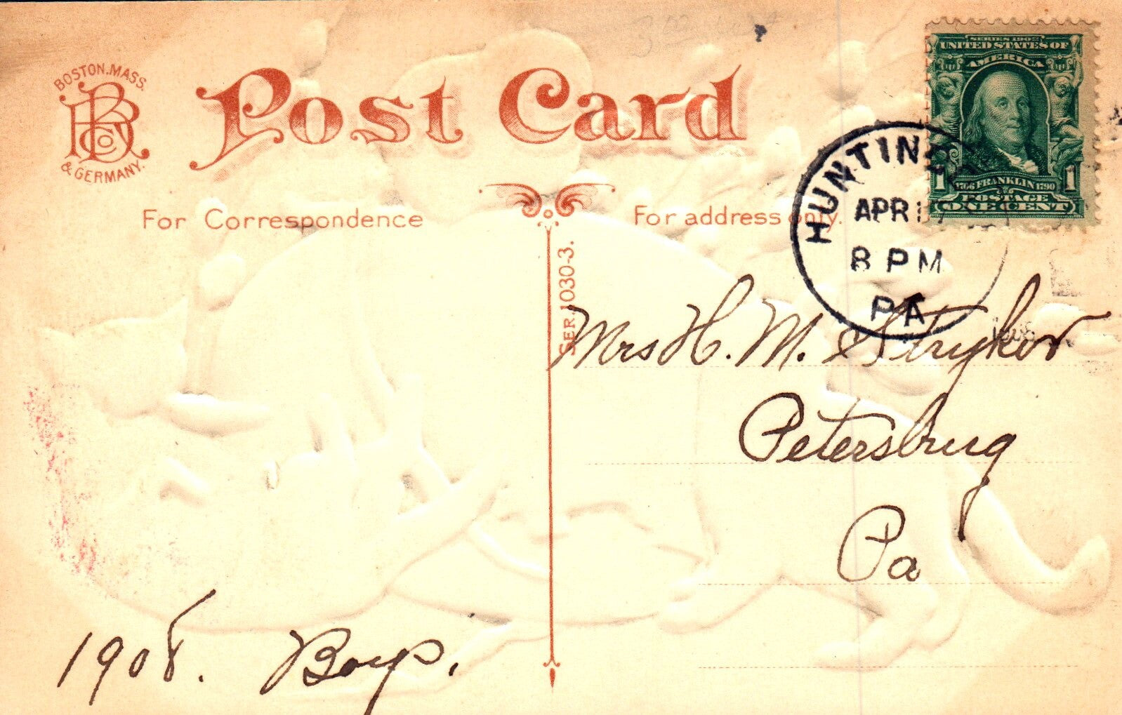 Easter Greetings Kittens Playing with Little Chick Vintage Easter Postcard