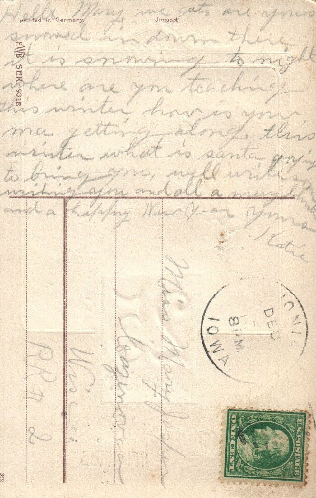 Gold Gilt Ge A Merry Christmas Children read book in Wreath Christmas 