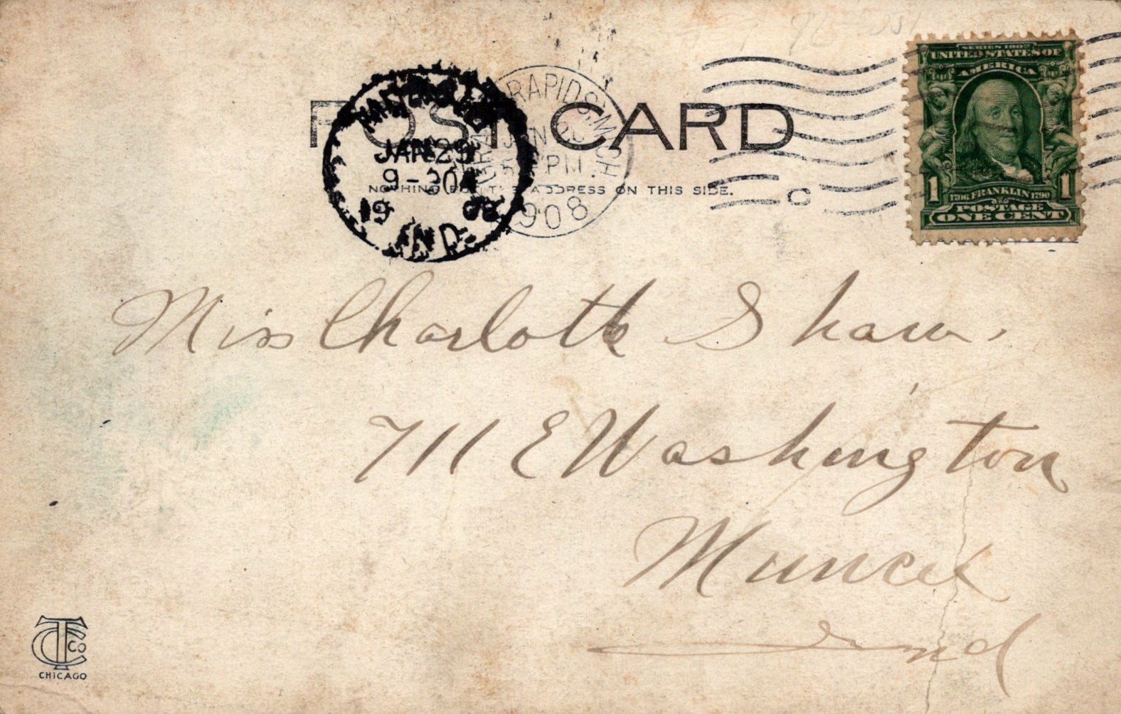 1664 Ramona at Night Reed's Lake Grand Rapids Michigan MI Mich Postcard