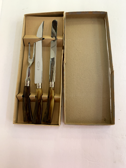 Vintage Parker & Sons Sheffield England 3 Piece Carving Set Bakelite Bladehandle