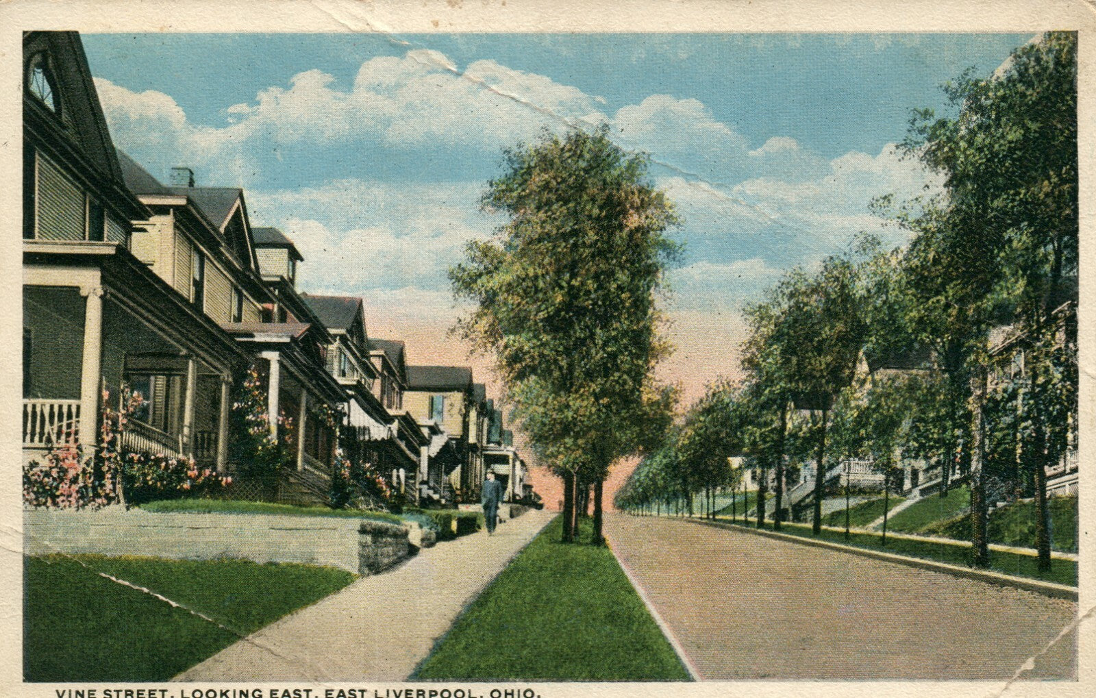 1920 Vine Street Looking East East Liverpool OHIO OH Postcard