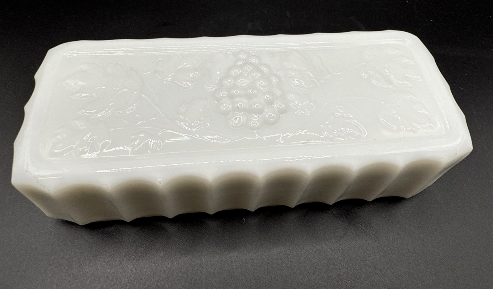 Westmoreland Covered Butter Dish White Milk Glass Paneled Grape - TOP ONLY