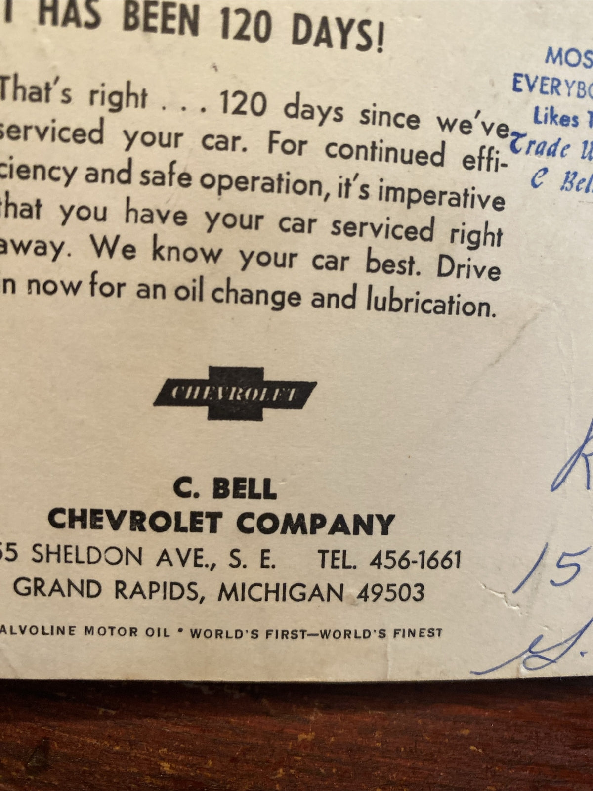 C Bell Chevrolet Car Company  Grand Rapids GR MI Michigan Advertising postcard