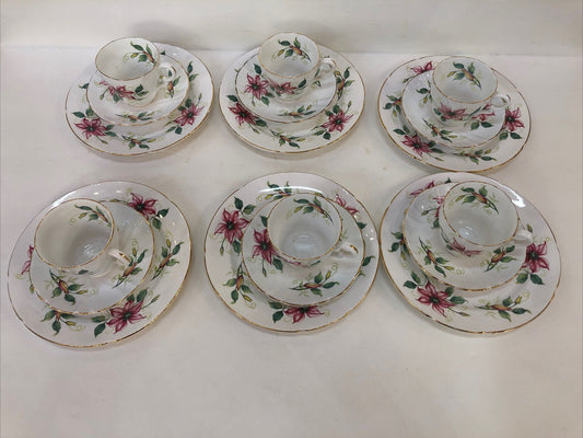 STANLEY FINE BONE CHINA ENGLAND EST 1875 CUPS,SAUCERS & PLATES Set of 4