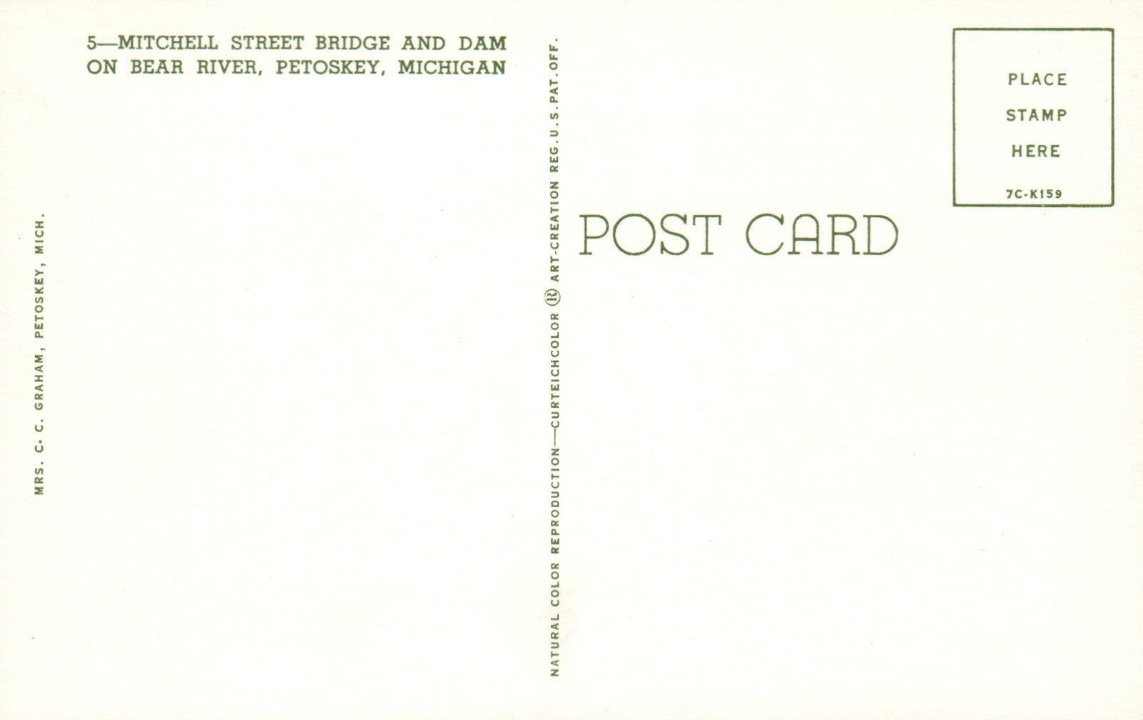 Mitchell Street Bridge and Dam On Bear River Petoskey MI Michigan Mich