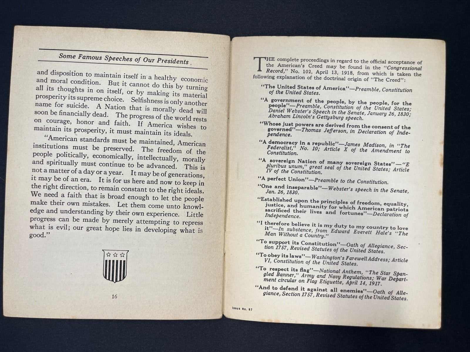 Vintage "Famous Speeches of our Presidents" John Hancock Life Insurance Ad Book