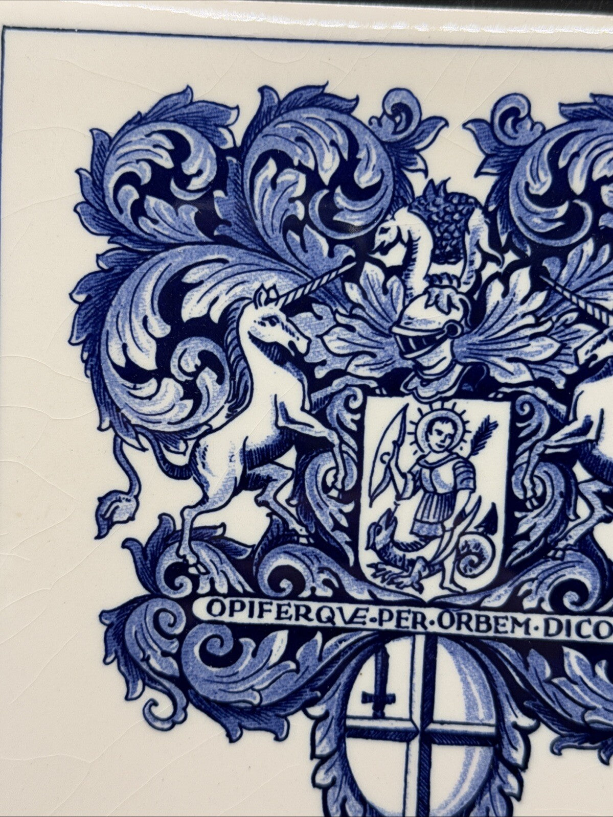 Delft Tile Schoonhaven Holland Vintage Tile Delft Blue White Pharmacy Drug #2