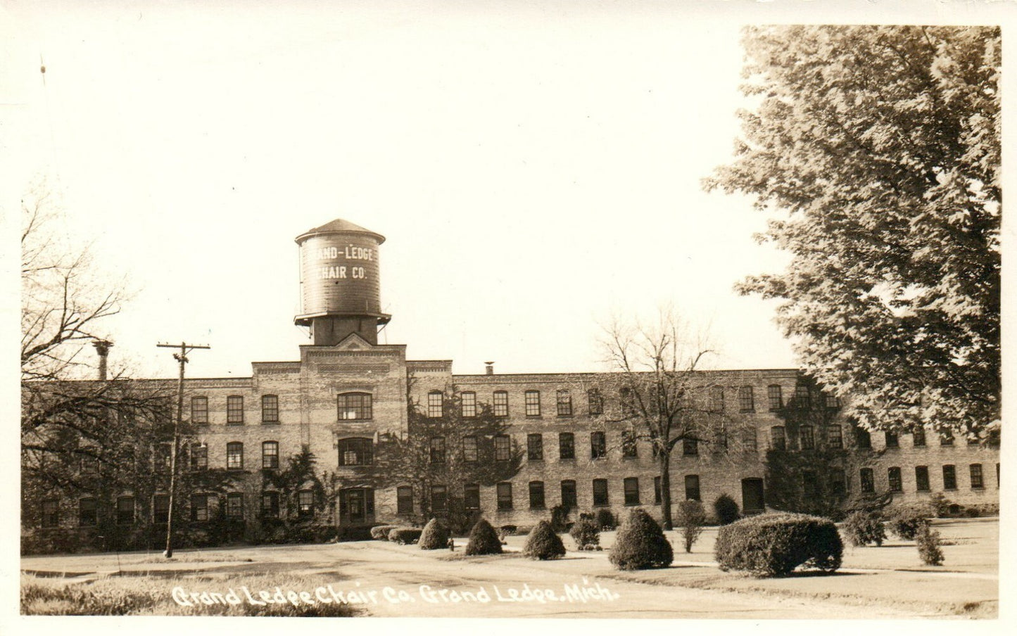 Real photo Chair Company Building Grand Ledge Michigan MI Postcard