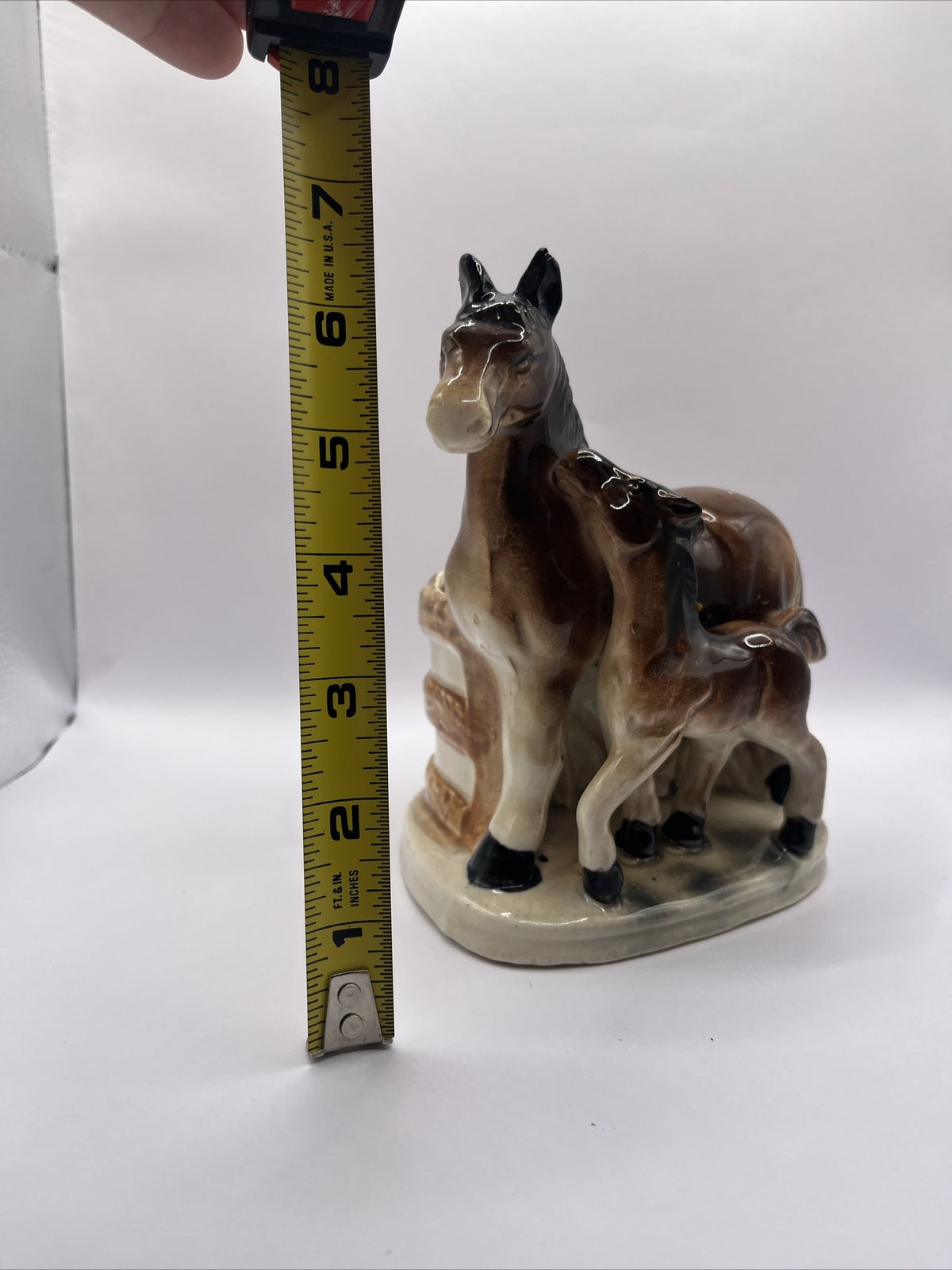Vintage Horse with Colt Ceramic Figurine Made in Japan Planter