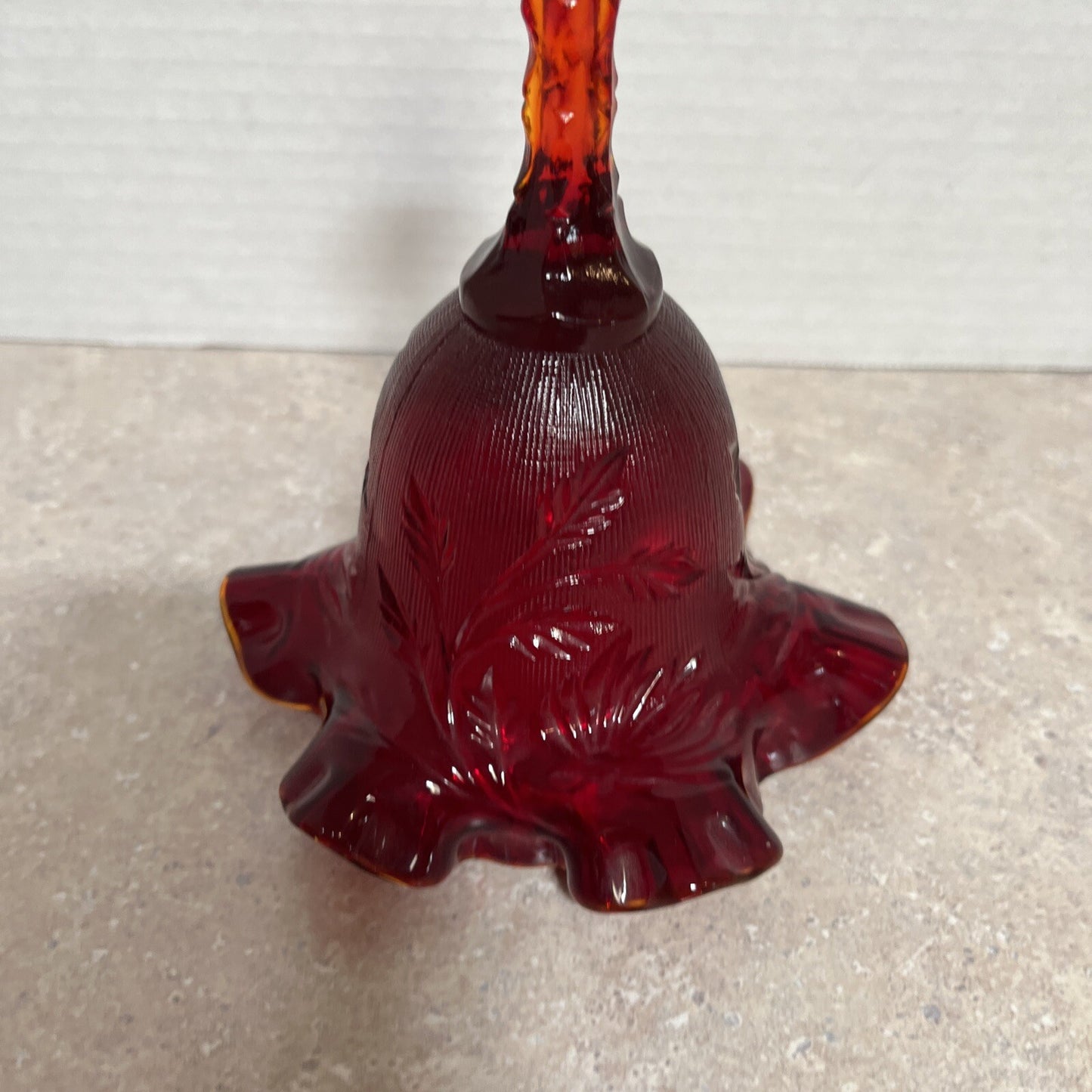 Fenton Amberina Carnival Glass Ruby Red Ruffle Edge Bell 