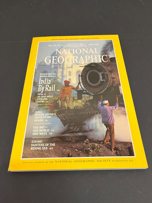 June 1984 National Geographic India Railroad Hagi Japan Revolution w/ Map Eskimo