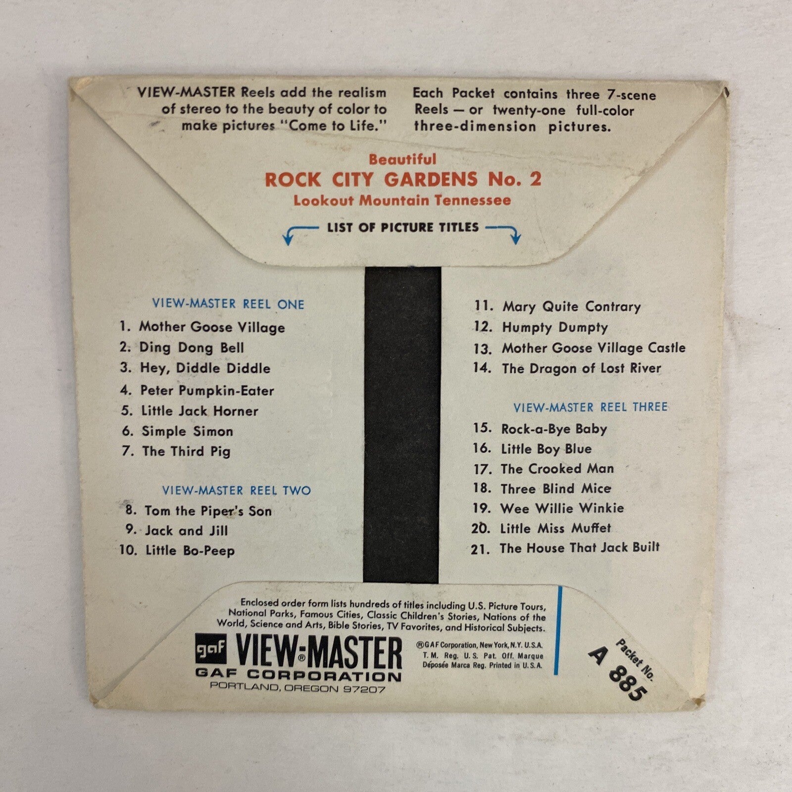 View Master Rock City Gardens #2 Lookout Mountain TN 3 Reels Packet A885 New