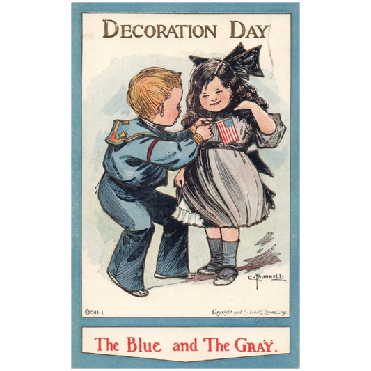 Decoration Day Memorial Day Children "The Blue and The Gray" Patriotic Postcard