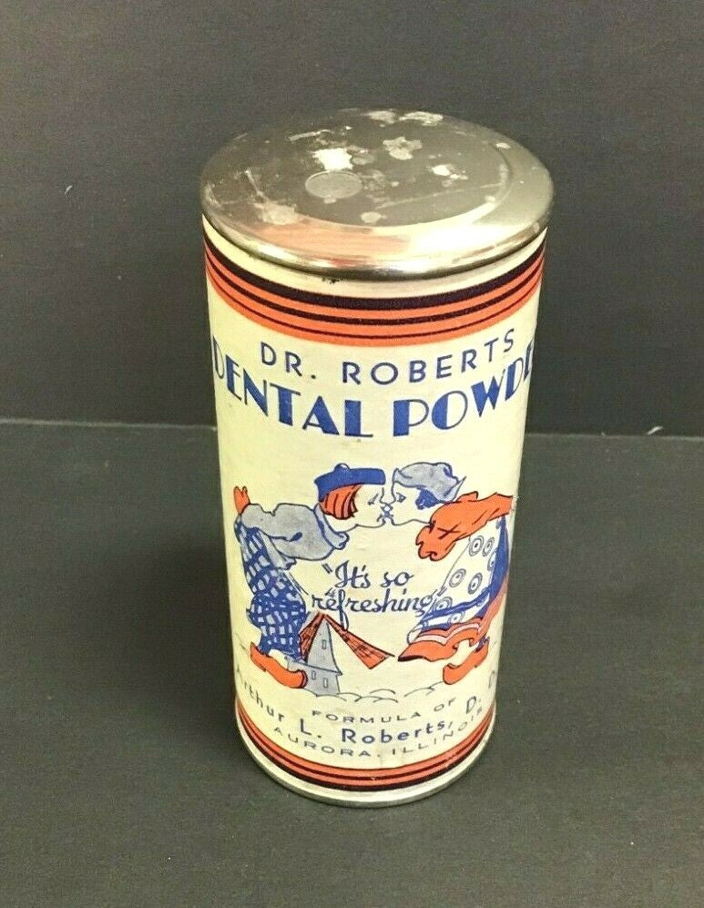 Rare Vintage Doctor Dr Roberts Dental Powder Cylinder Tin