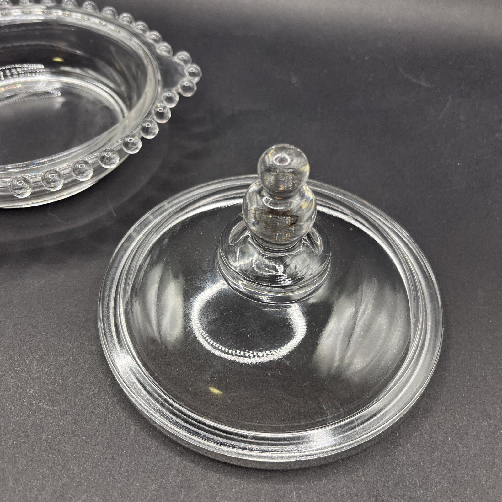 Candlewick Lidded Double Handle Clear Glass Jar Imperial Glass