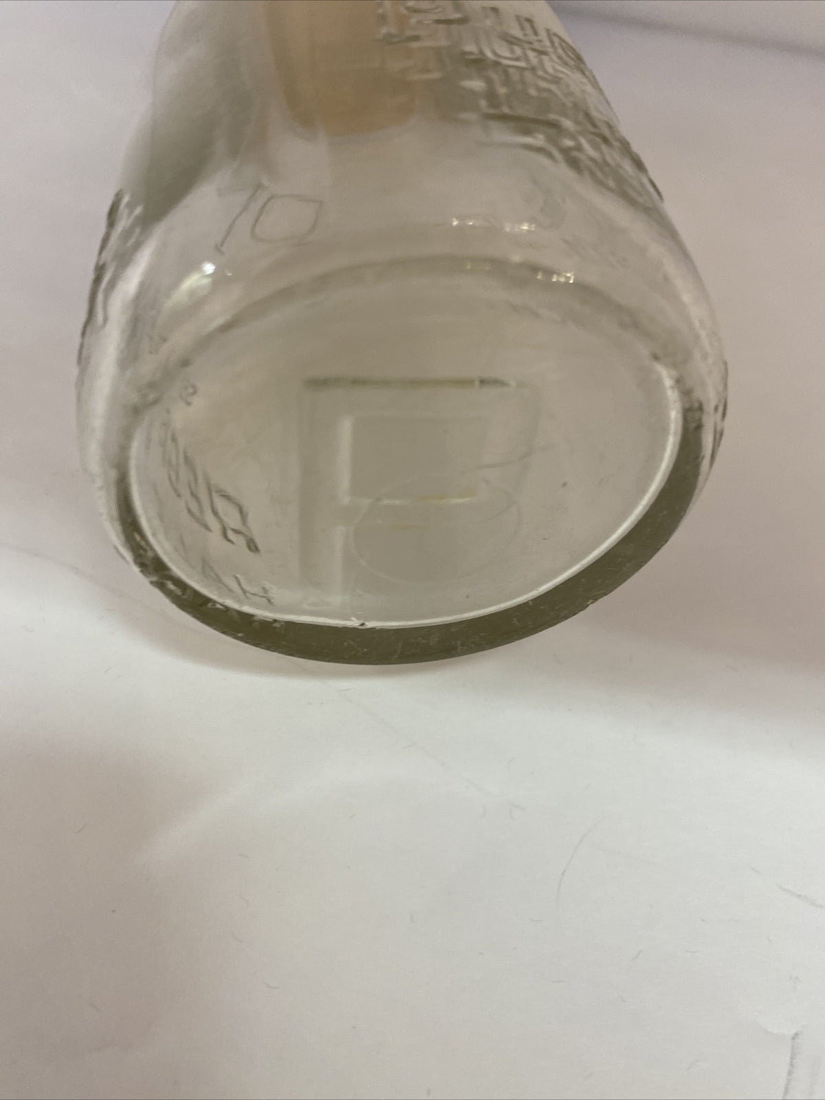 Pure Milk Dairy Co Lansing MI Michigan 1/2 pt half pint milk bottle clear PM Co