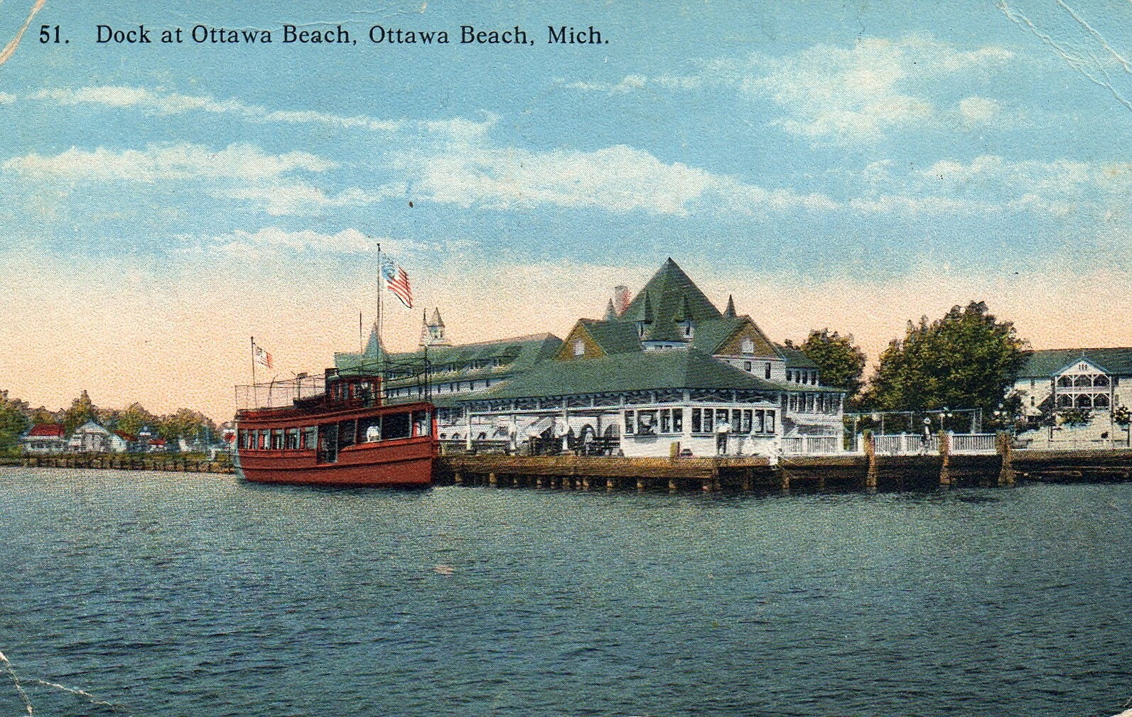 Dock at Ottawa Beach in Ottawa Beach Mich Michigan Postcard