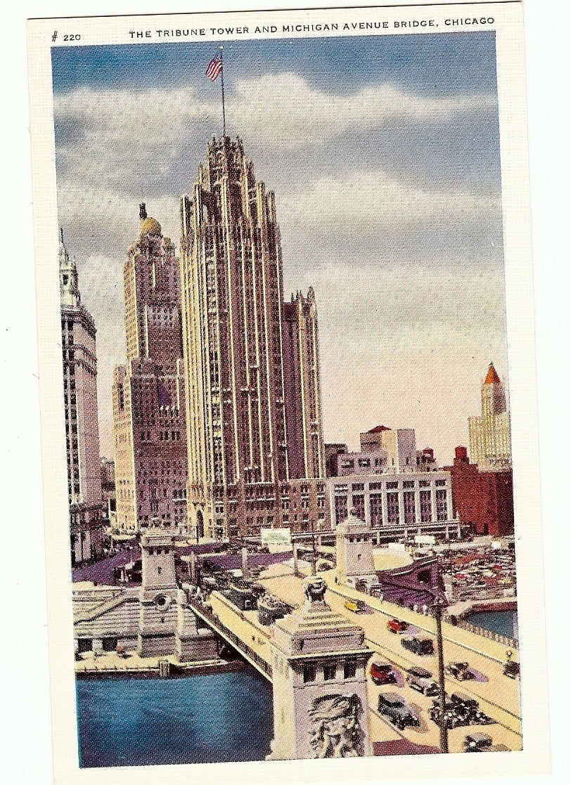 LOT Palmolive building by Night Adler Planetarium  Tribune Chicago Illinois IL