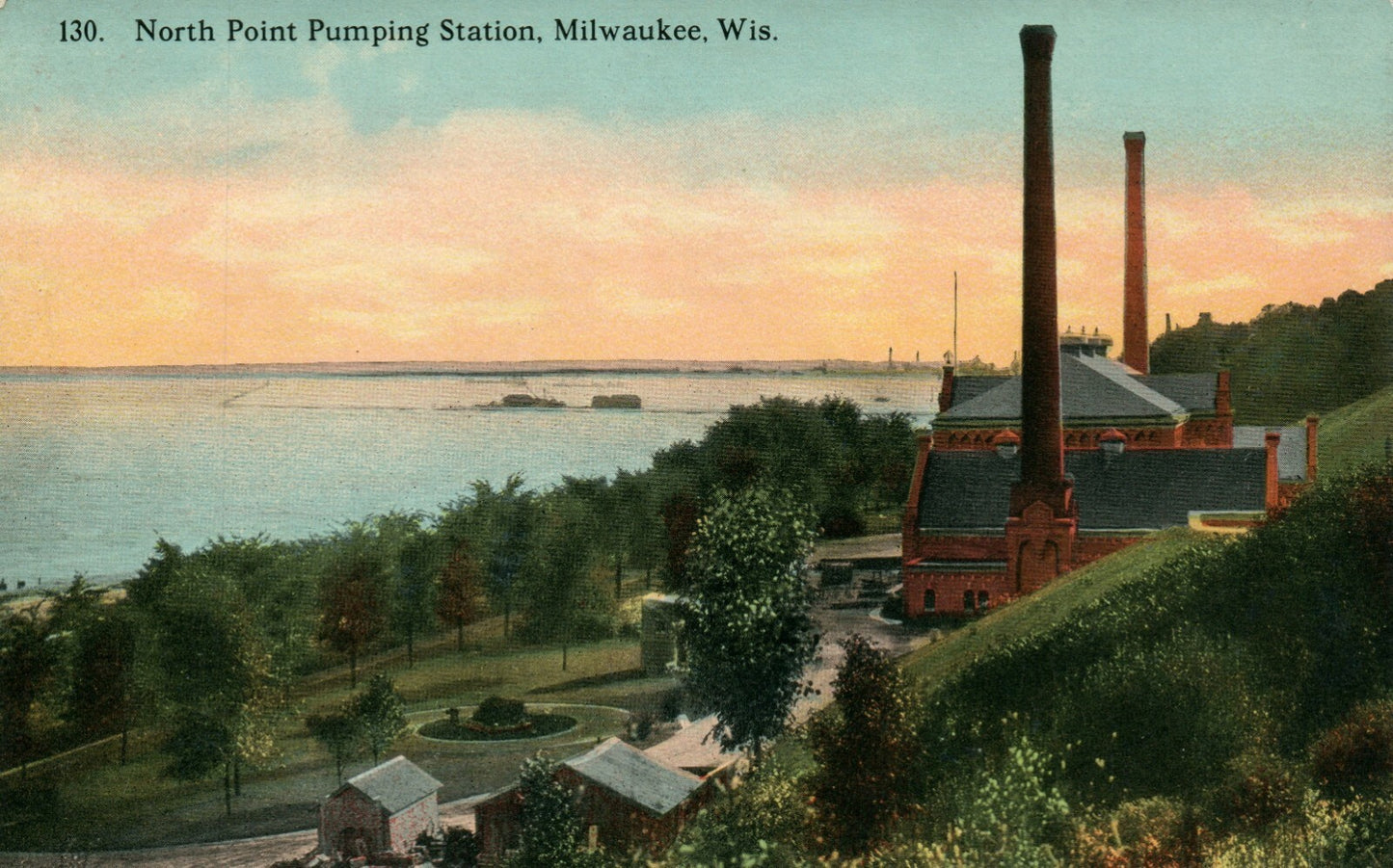 130 North Point Pumping Station Milwaukee WIS Wisconsin Postcard