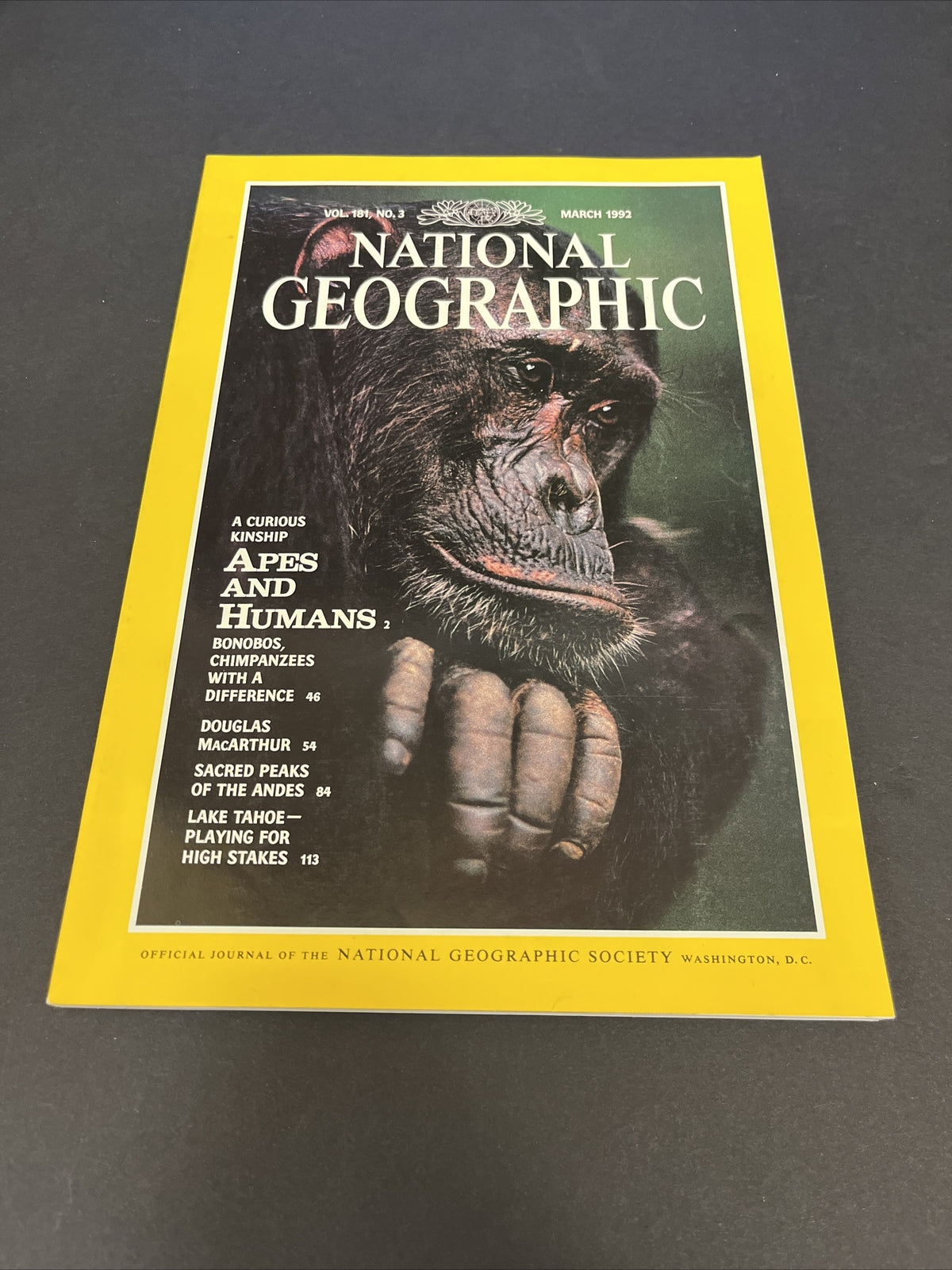 March 1992 National Geographic Magazine "Apes and Humans" 