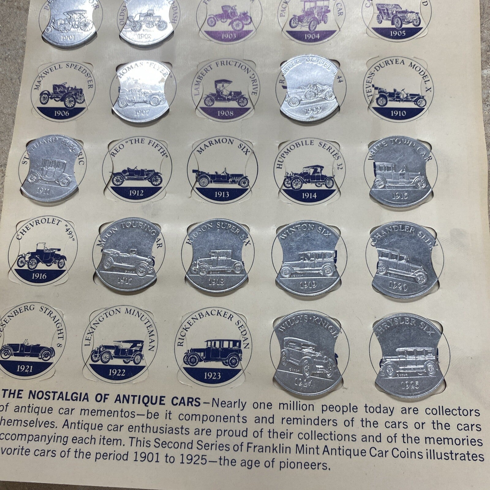 Vintage Series 2 Cars Lot Sunoco Oil Commemorative Token Landmarks America Line