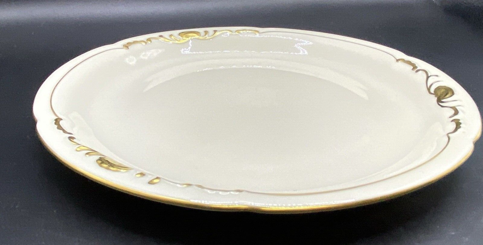 RARE 7.5" Bread Plates  Waldershof Bavaria Serving Cream with Gold Rim