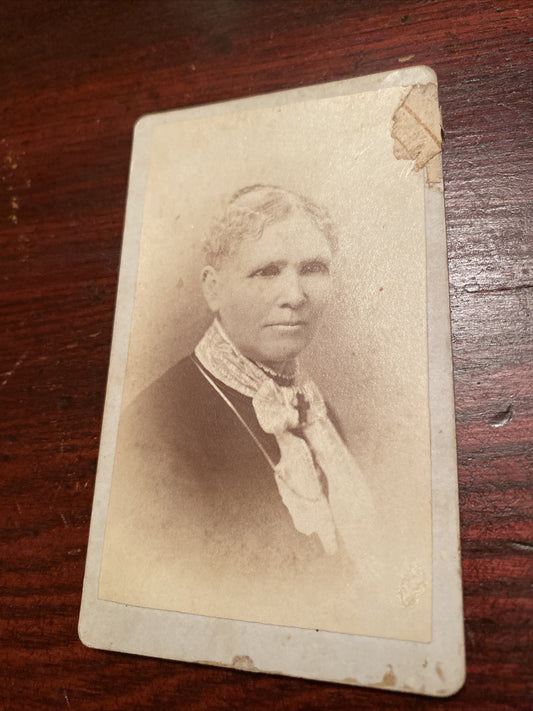 Real Photo CDV Victorian Woman Period Clothing Galesburg MI Michigan