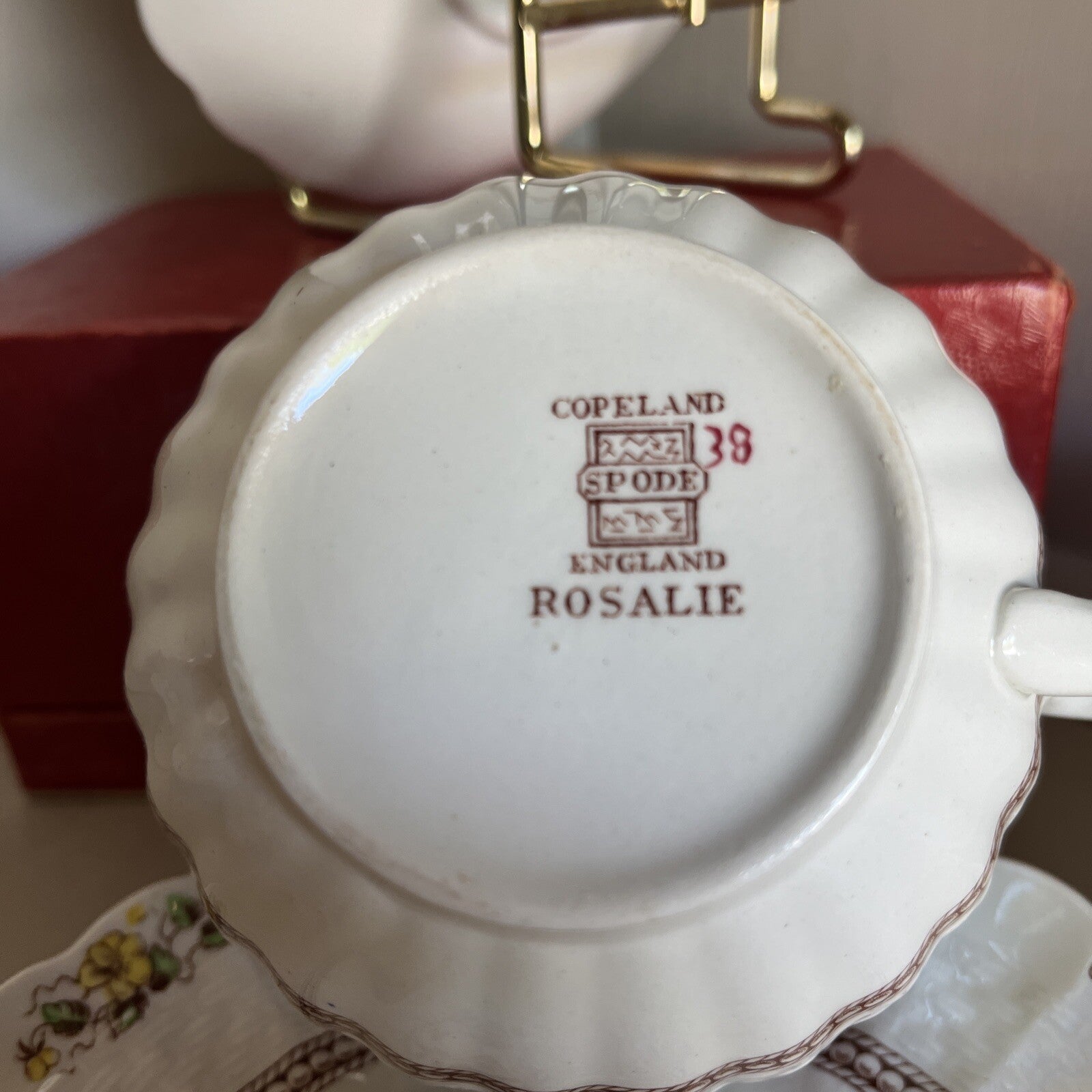 Spode Copeland England Rosalie Tea Cup & Saucer Set of 4 Vintage 
