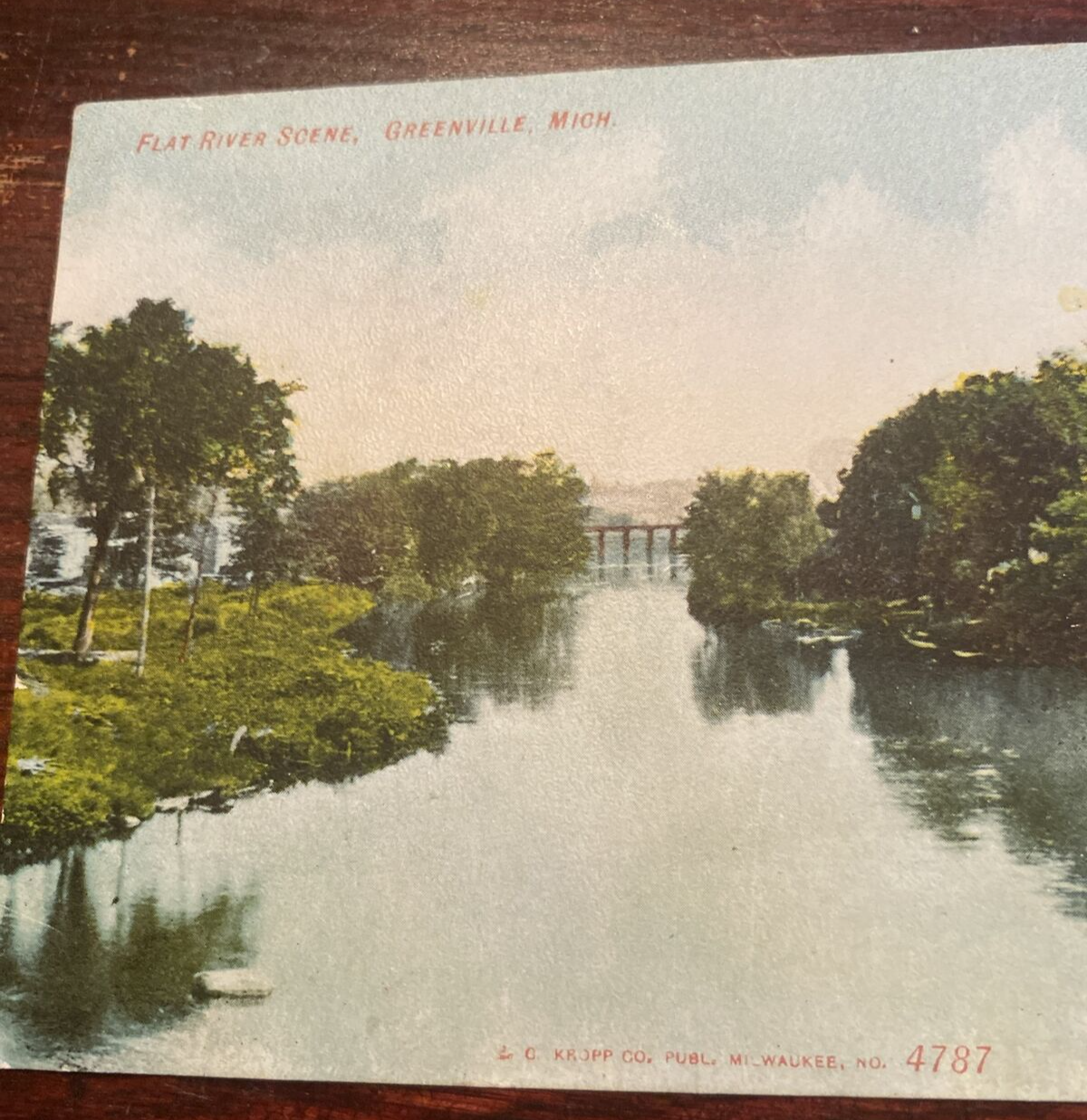 Flat River Scene Greenville MI Mich Michigan Postcard