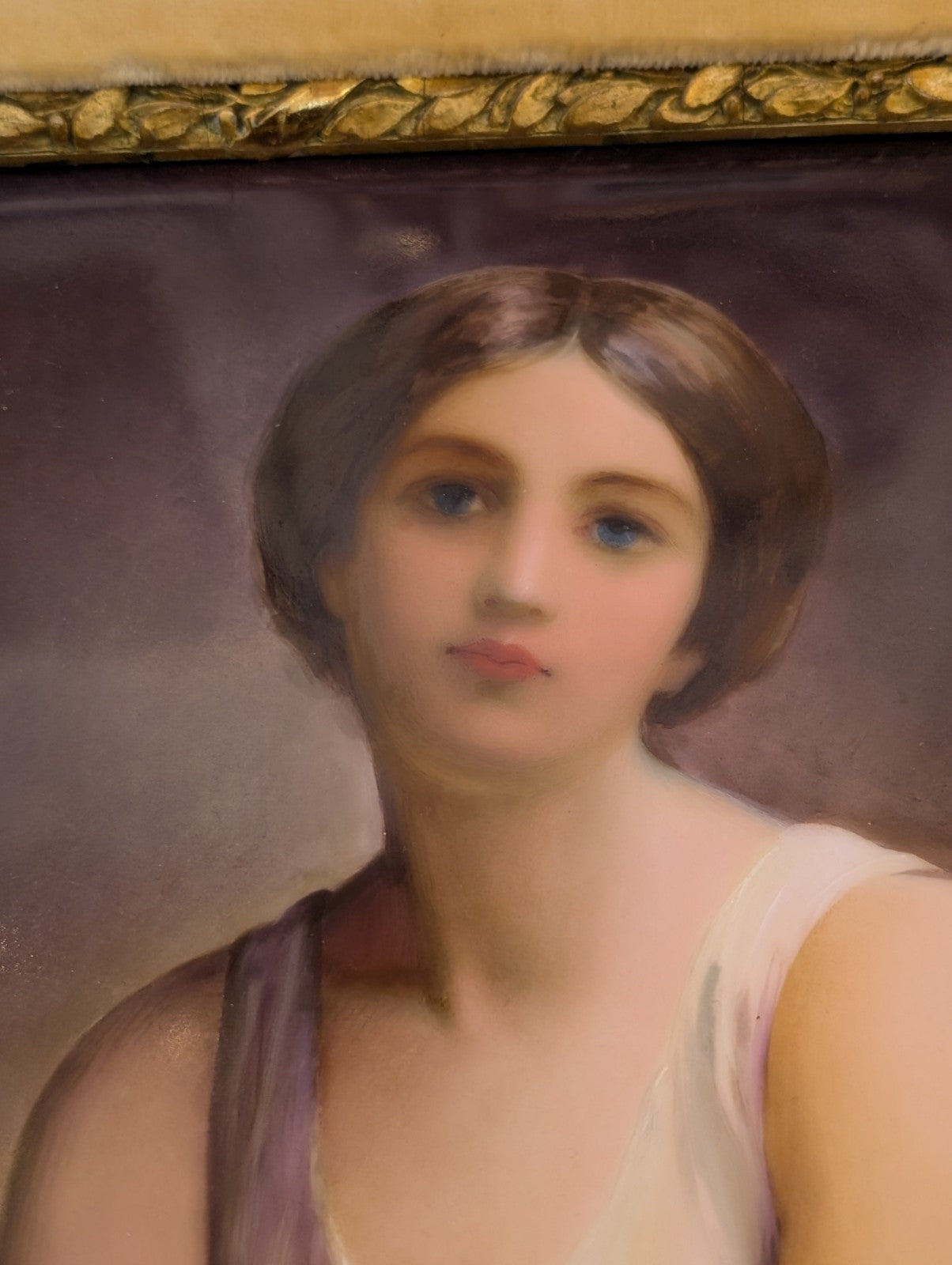 Hand Painted German Porcelain Plaque, Contemplation After Piot Gold Frame KPM ?