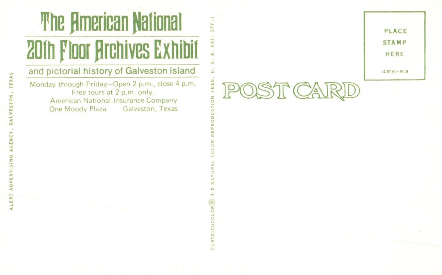 The American National 20th Floor Archive Exhibit Galveston Tex Texas TX Postcard