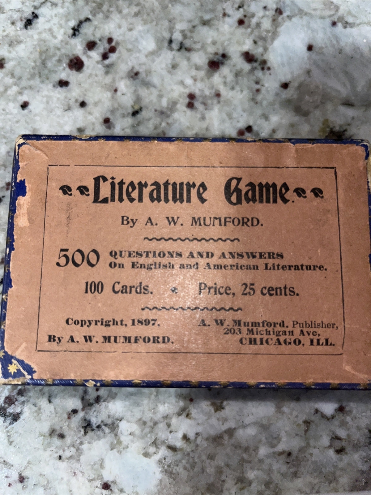 1897 Game of Literature Game, 500 Questions. By A W Mumford.
