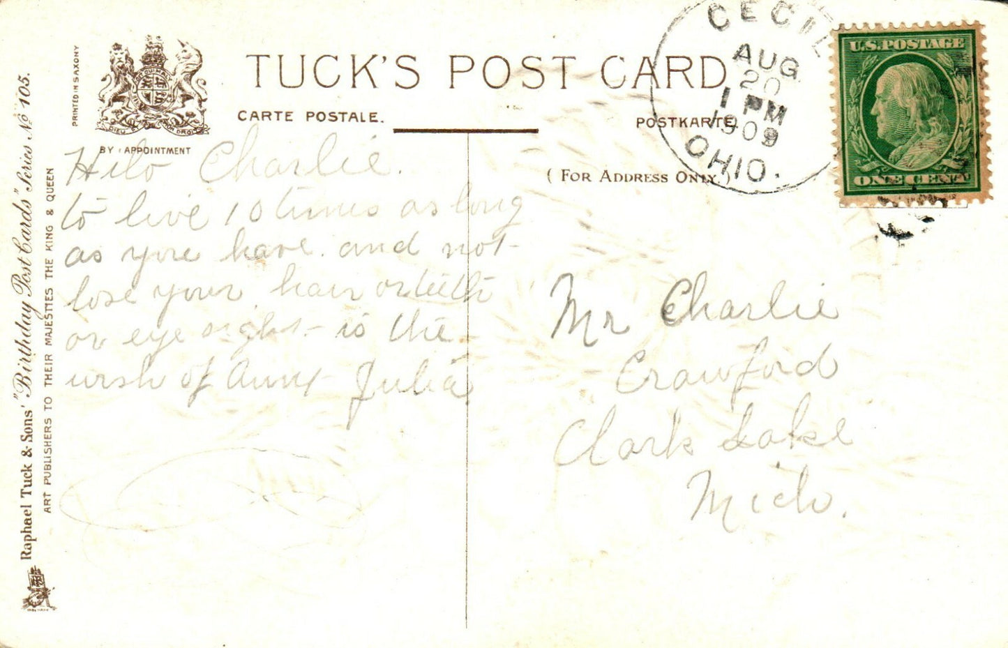 Loving Birthday Greetings Flowers and Butterfly Vintage Postcard