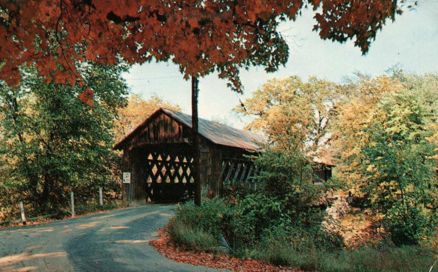 1956 Covered Bridge Winchester NH New Hampshire P9764 Postcard