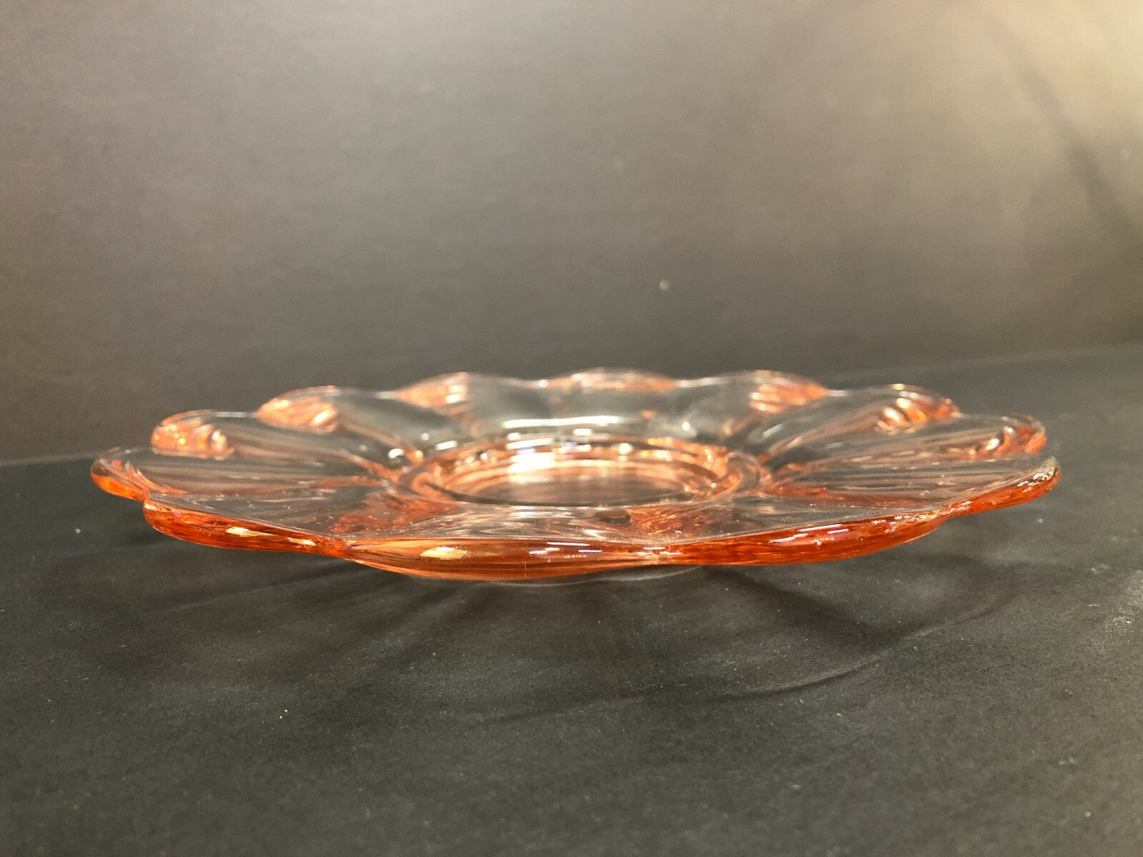 Pink Depression Glass Scalloped Dish 8" round