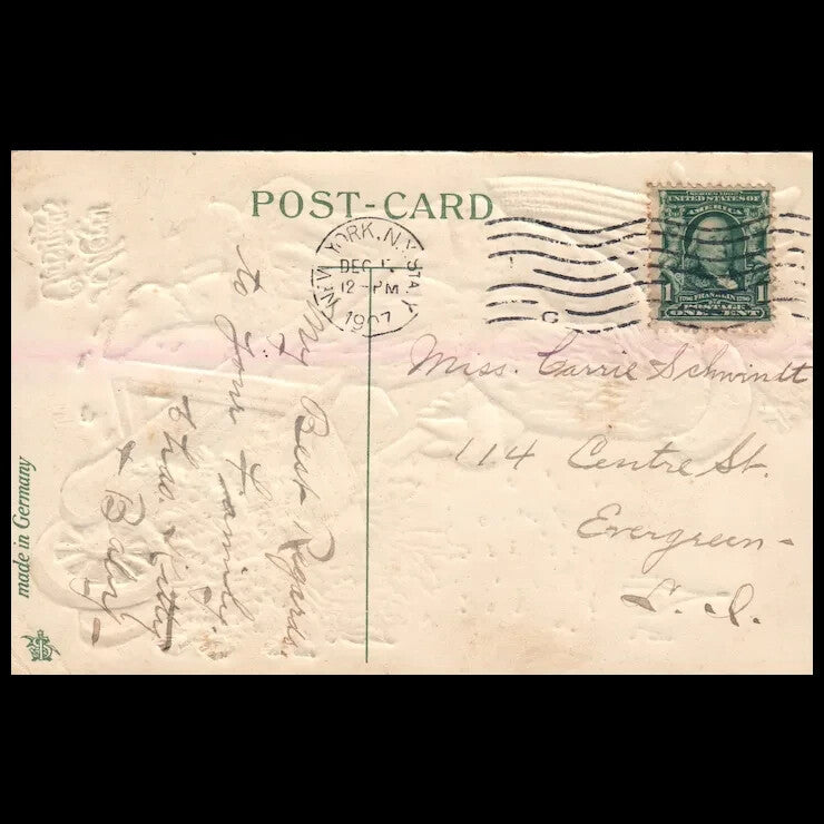 Purple Robed Santa Claus with Angel Vintage Christmas Postcard