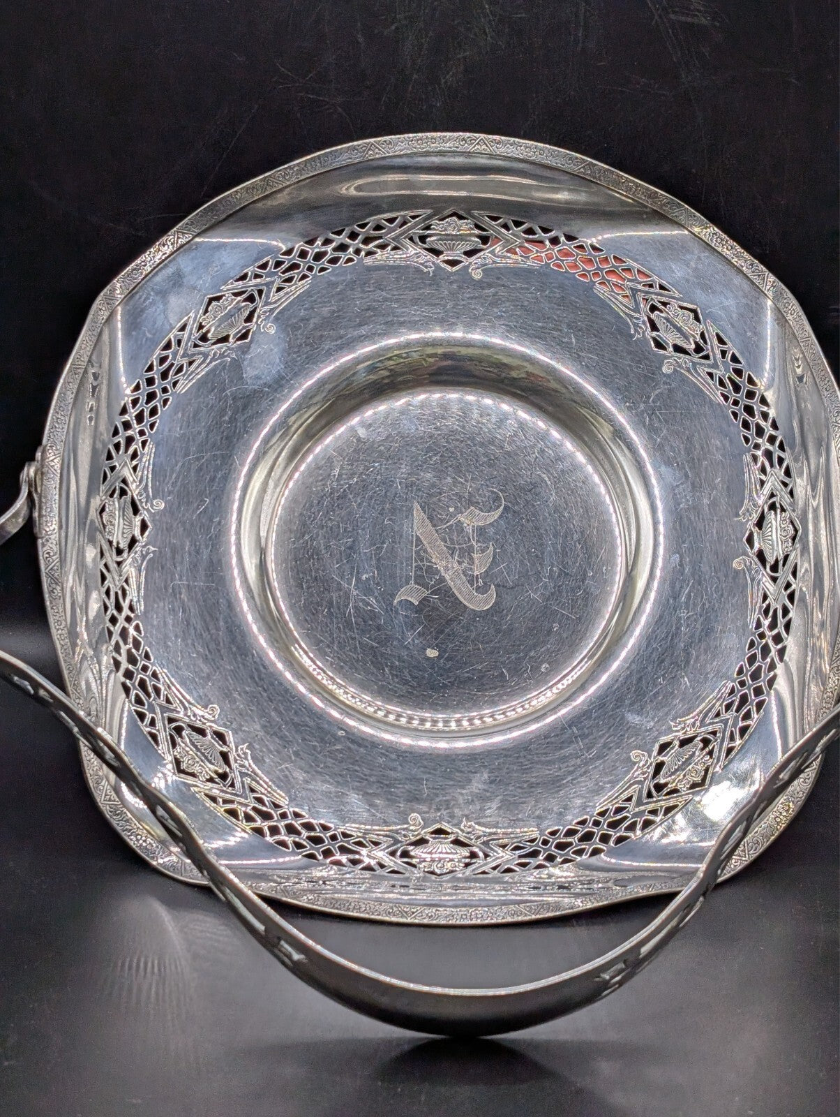 Vintage Dolly Varden Silver Plate Ruffle Top Brides Bowl Basket Midsilcraft 4981